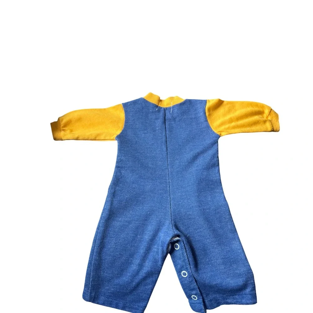 Vintage Health-tex Baby Romper 3 Mo Yellow Blue Rainbow Moon Star Made in USA